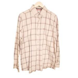 Wrangler George Strait Tan Plaid Button Down Long Sleeve Shirt Size L